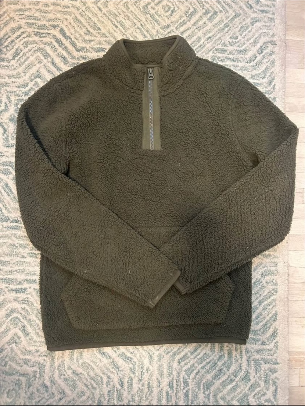 Lucky Men's Olive Green Sherpa Half-Zip Pullover Sweater